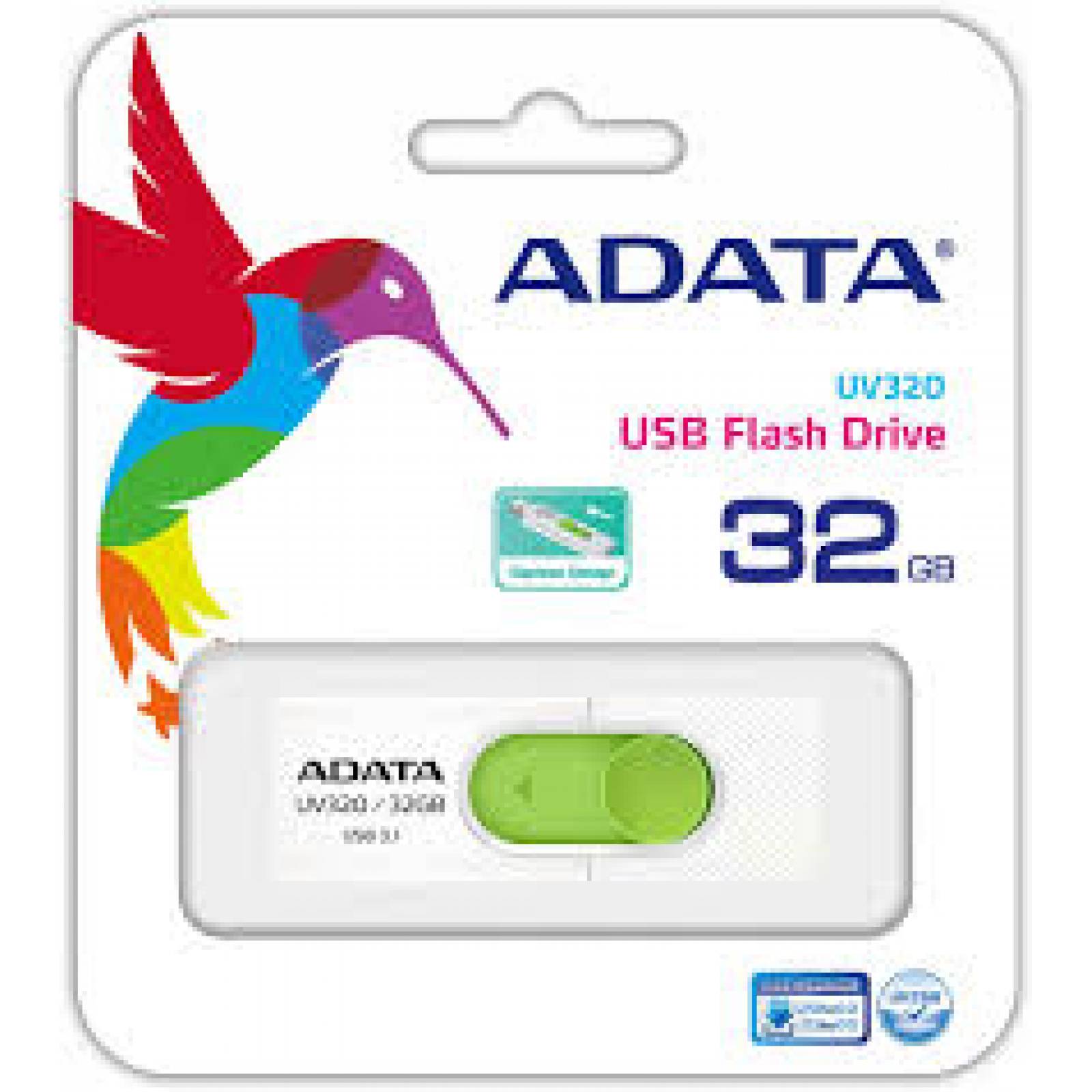 Memoria USB Adata UV320 32 GB Blanco/Verde Interfaz 3.1