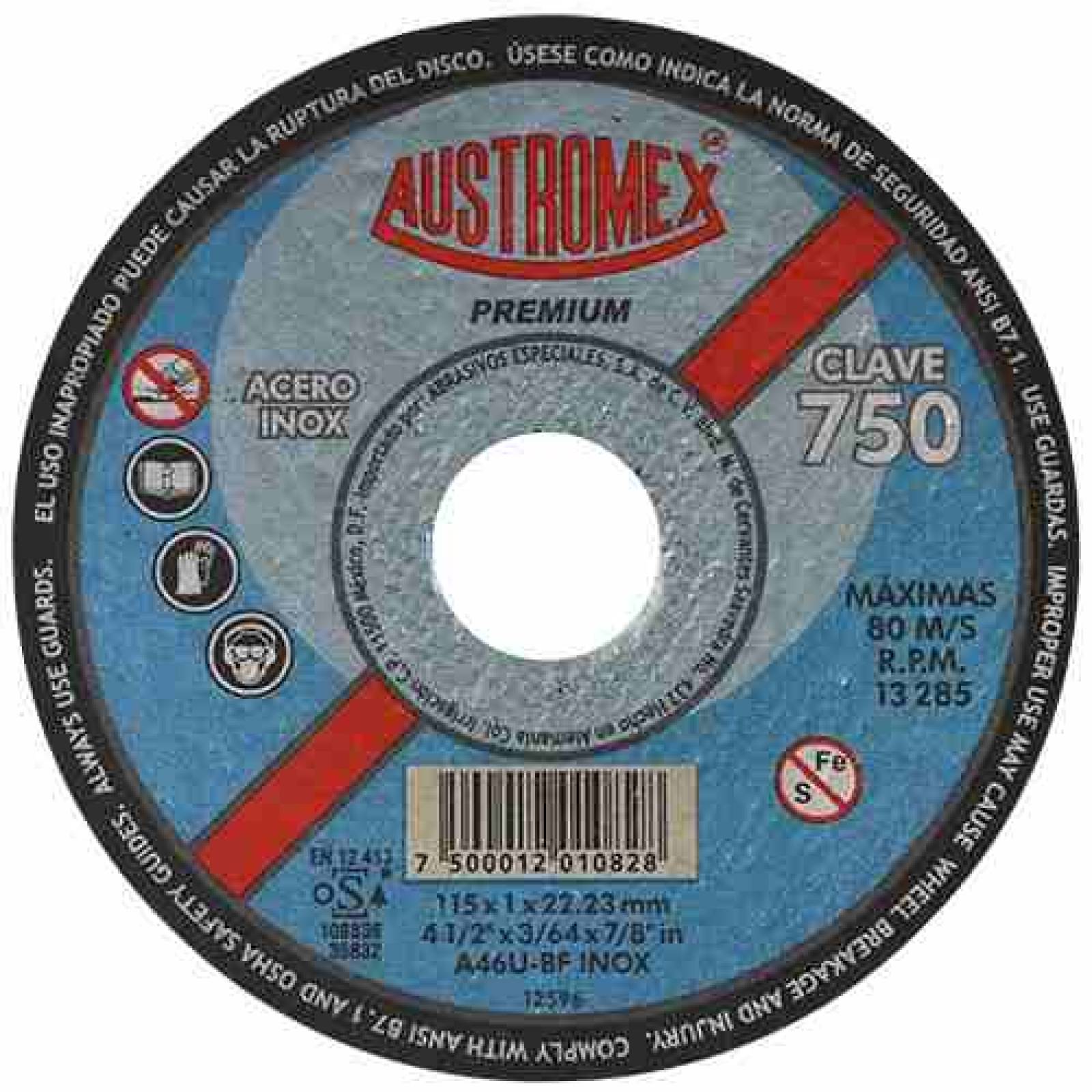 Disco Corte Inoxidable 4 Pul 1/2 750 Herramienta Austromex