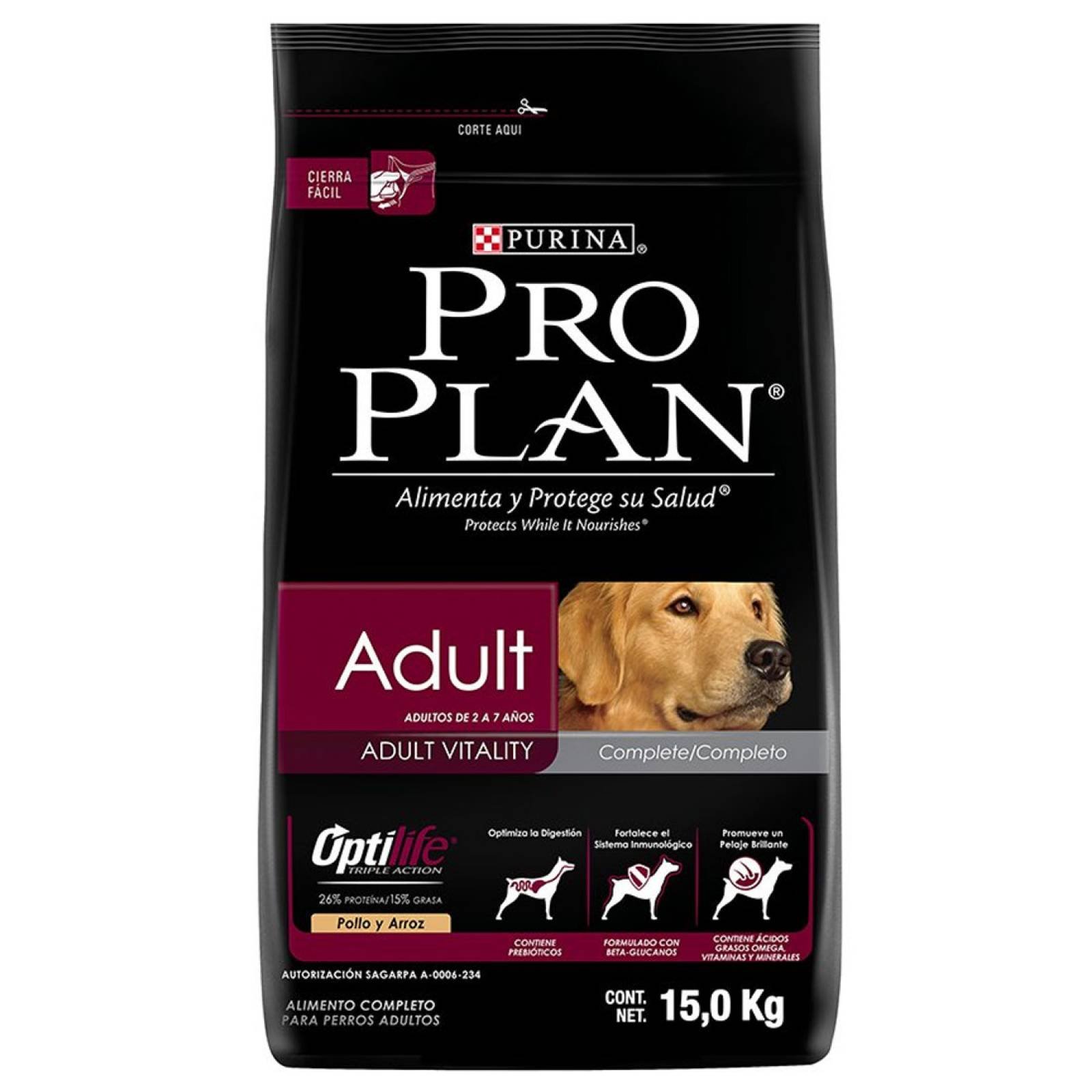 Alimento Perro Adulto Optilife Triple Acción 15 Kg Pro Plan