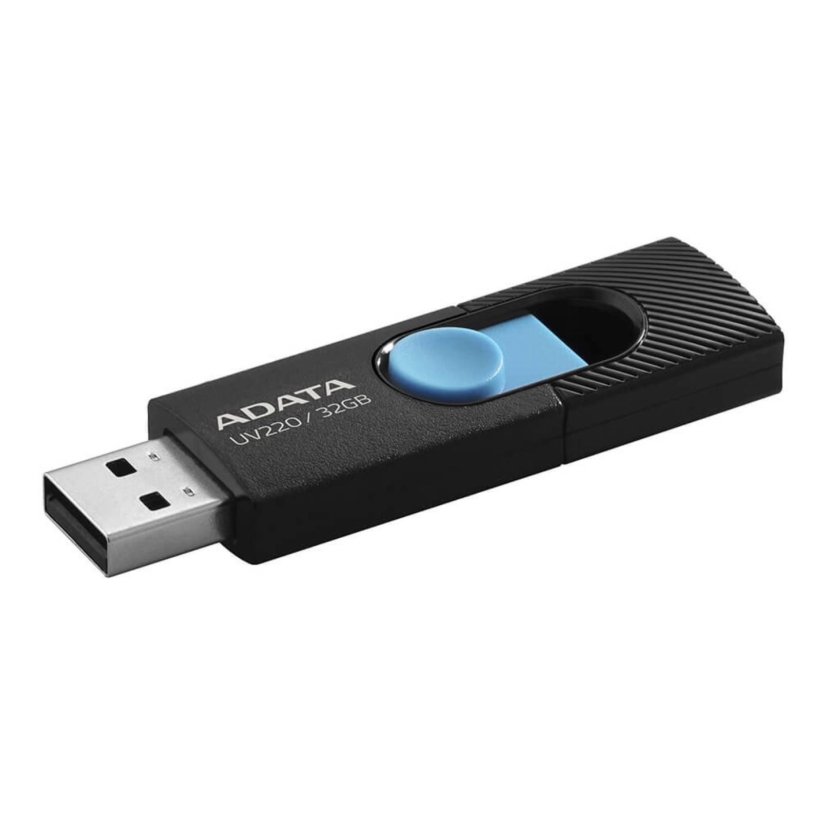 Memoria USB 2.0 Adata UV220 32GB Negro/Azul Deslizante