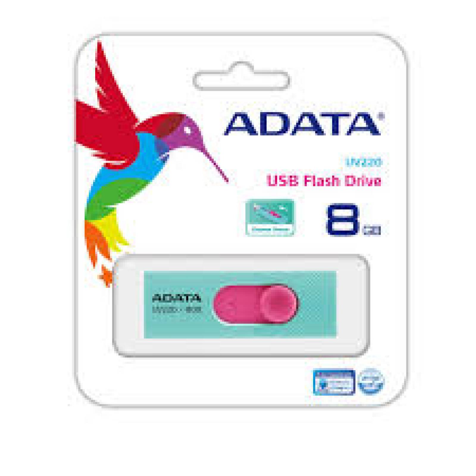 Memoria USB 2.0 Adata UV220 8GB Tiffany/Rosa Deslizante