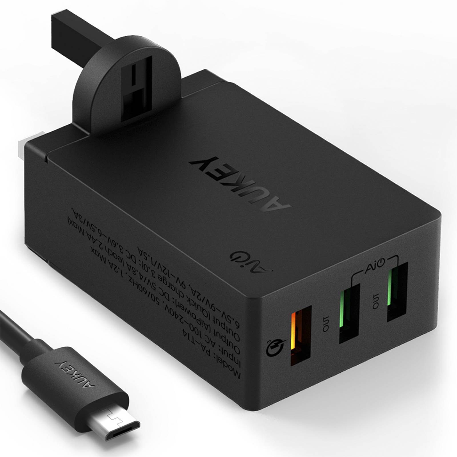 Cargador de Pared USB 3 Puertos Carga Rápida 3.0 Aukey