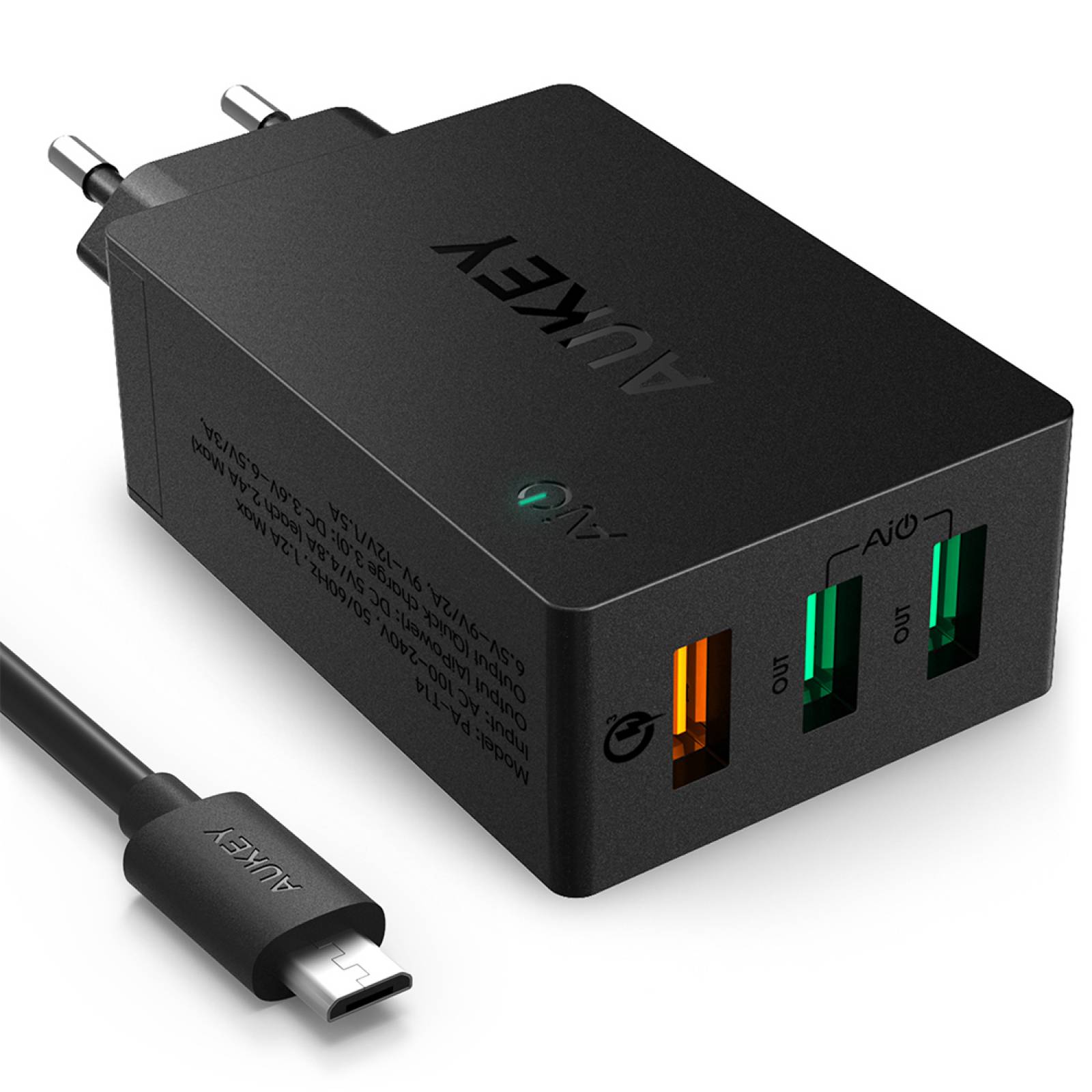 Cargador de Pared USB 3 Puertos Carga Rápida 3.0 Aukey
