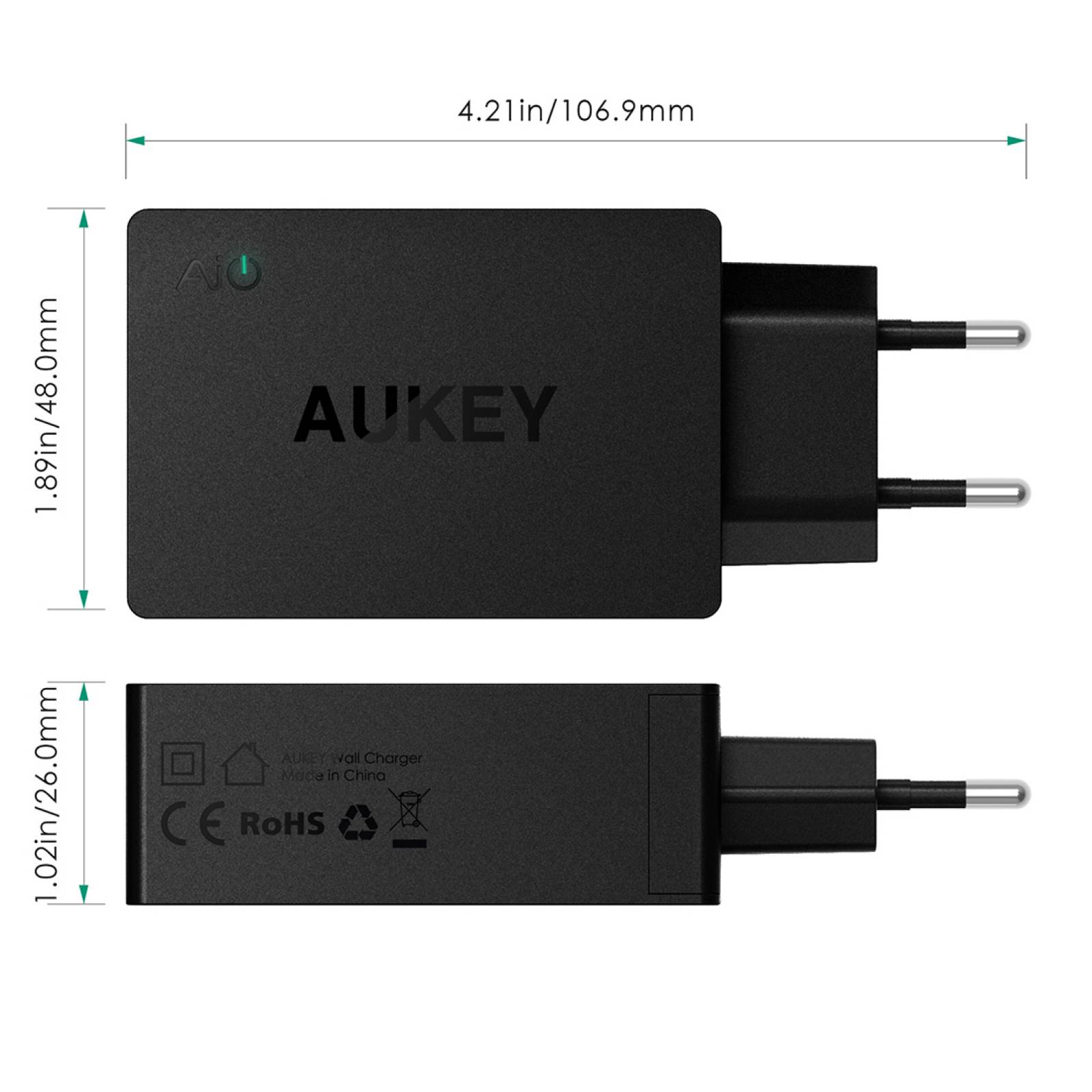 Cargador de Pared USB 3 Puertos Carga Rápida 3.0 Aukey