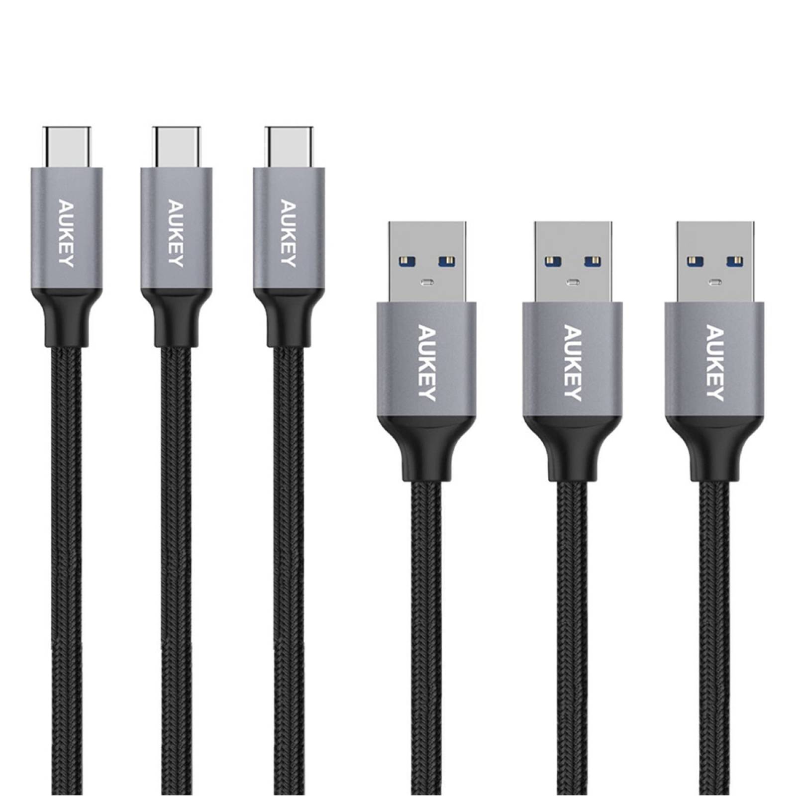 Cable 3-Pack USB 3.0 USB-C USB-A Durable 1 Metro Aukey