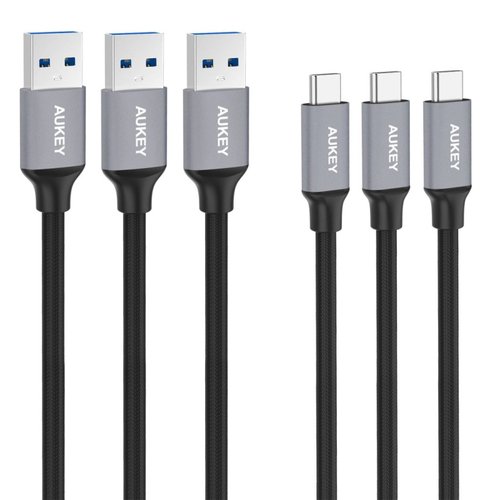 Cable 3-Pack USB 3.0 USB-C USB-A Durable 1 Metro Aukey