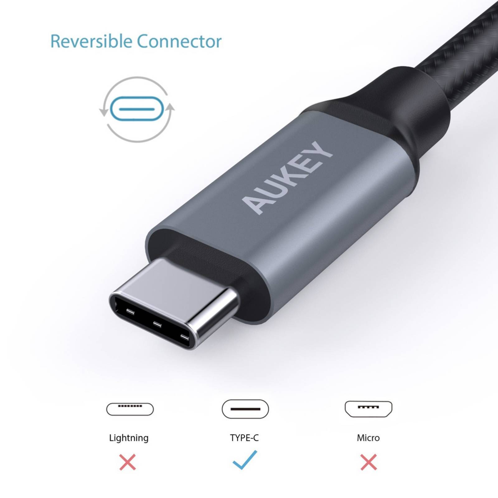 Cable 3-Pack USB 3.0 USB-C USB-A Durable 1 Metro Aukey