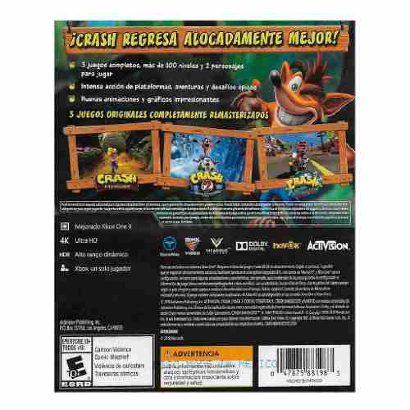 Videojuego Xbox One Crash Bandicoot Sane Trilogy Activision