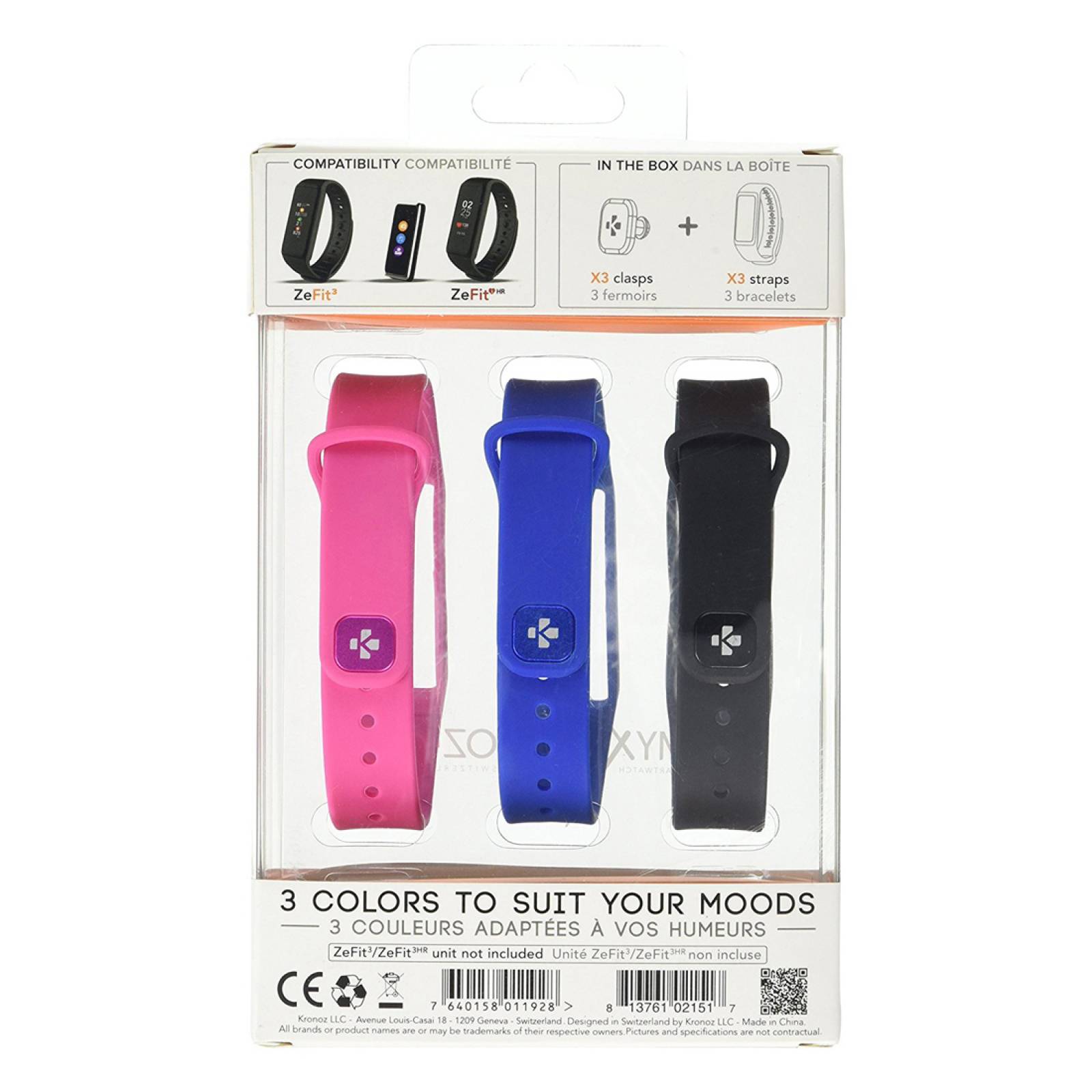 Paquete 3pz Pulsera MyKronoz ZeFit3/ZeFit3HR Reloj Sport