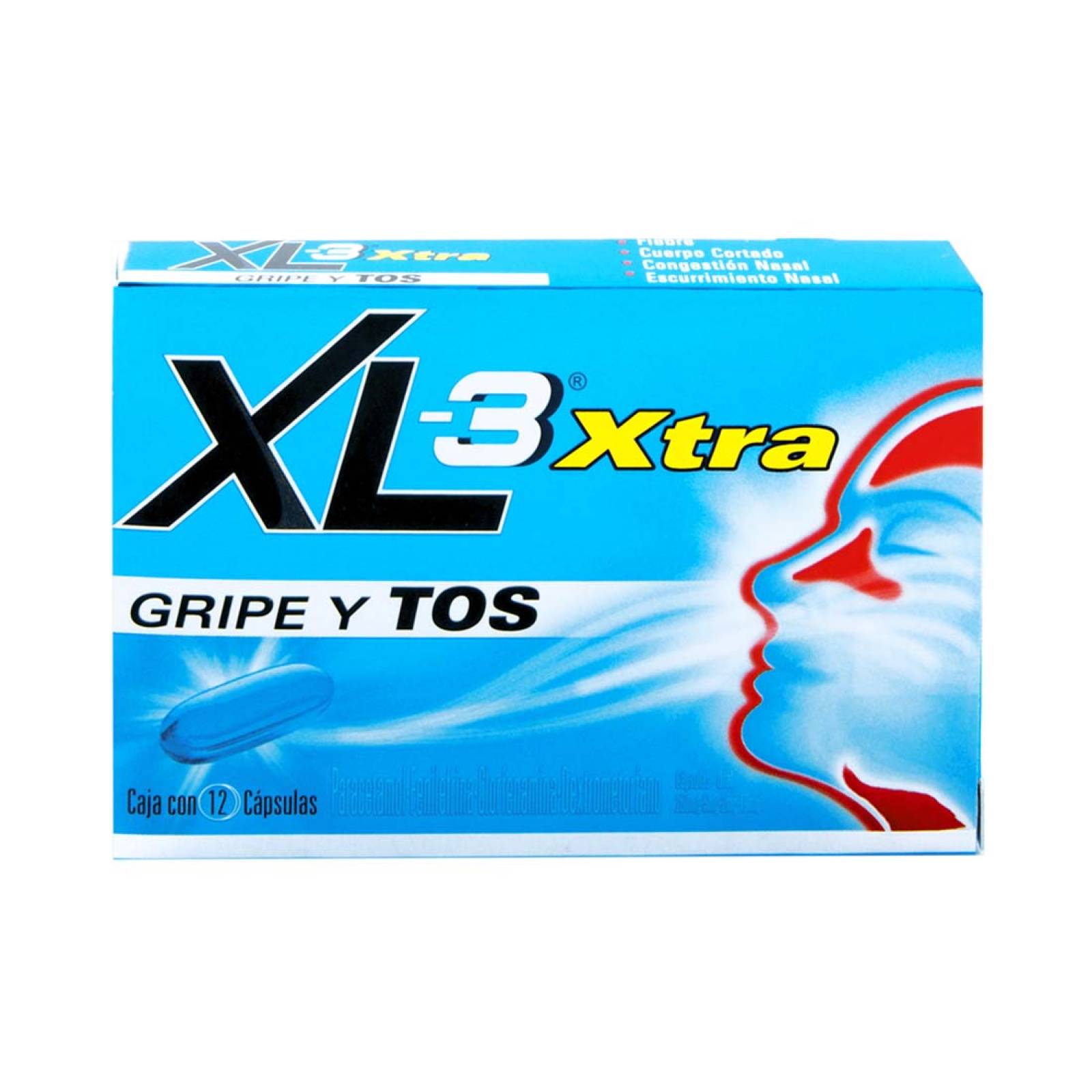 XL-3 XTRA Pastillas Gripa-Tos Caja 12 Cápsulas Genomma Lab