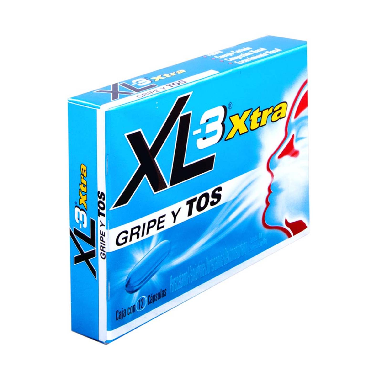 XL-3 XTRA Pastillas Gripa-Tos Caja 12 Cápsulas Genomma Lab