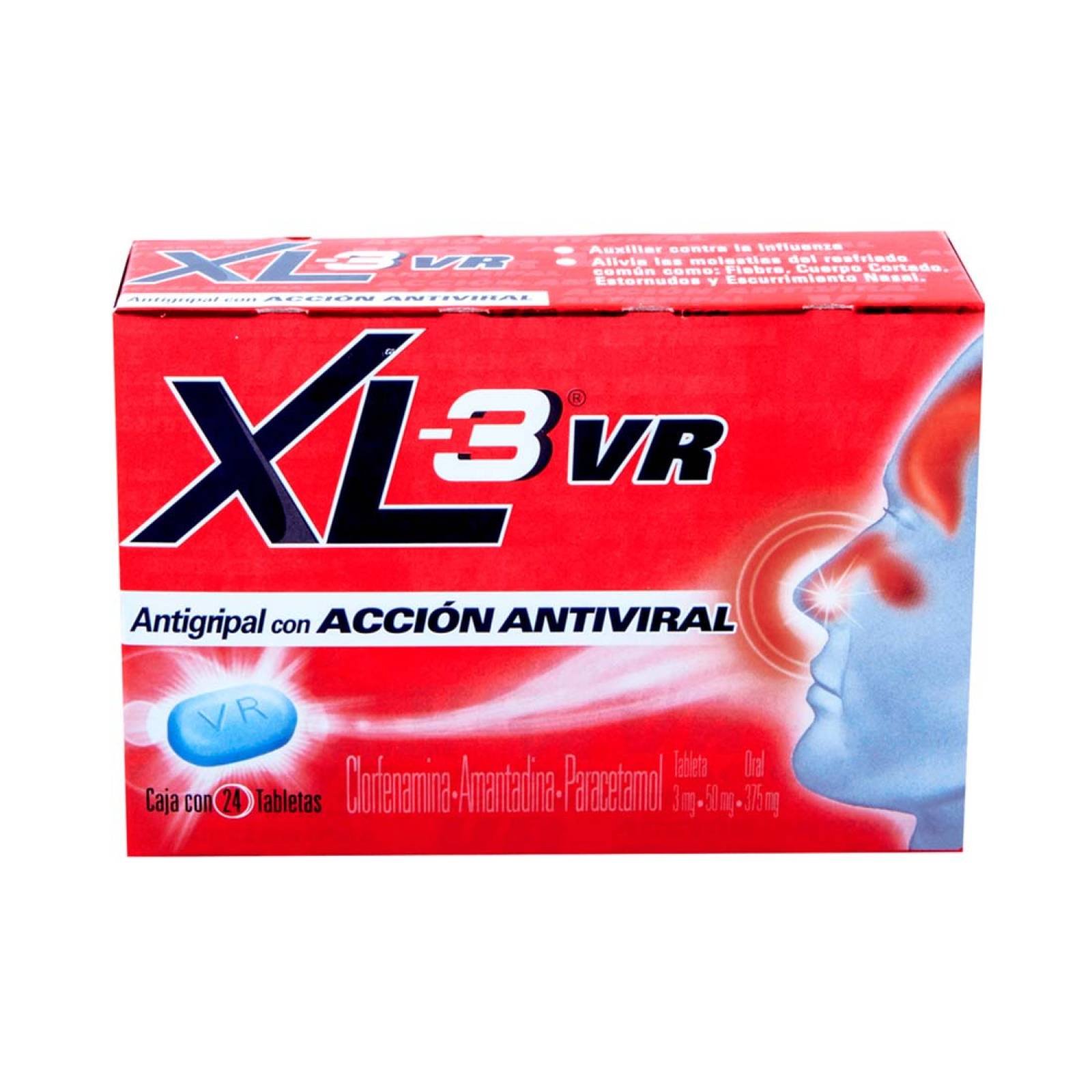 XL-3 VR Antigripal Antiviral Caja 24 Tabletas Genomma Lab