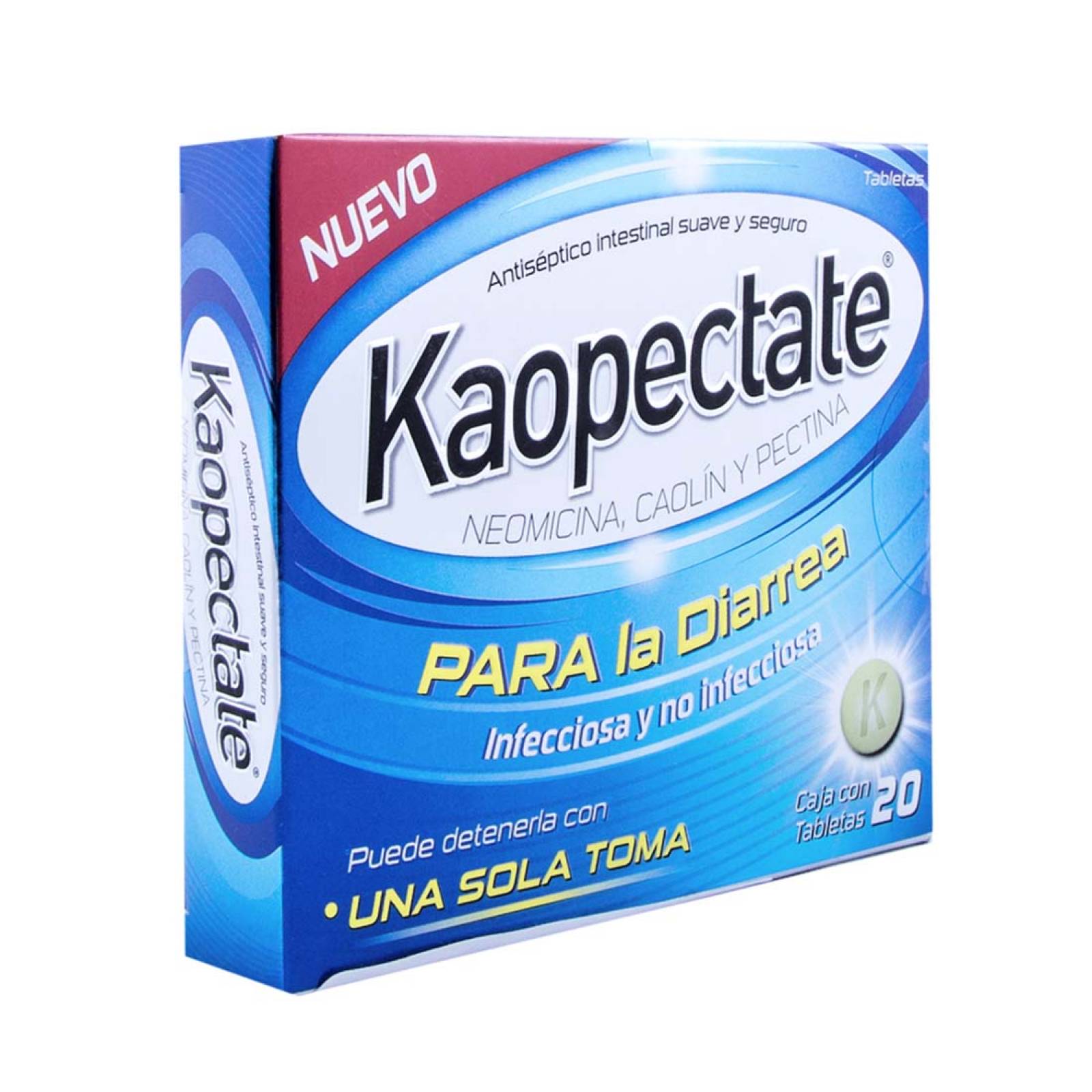 Kaopectate Antidiarréico Caja 20 tabletas Genomma Lab