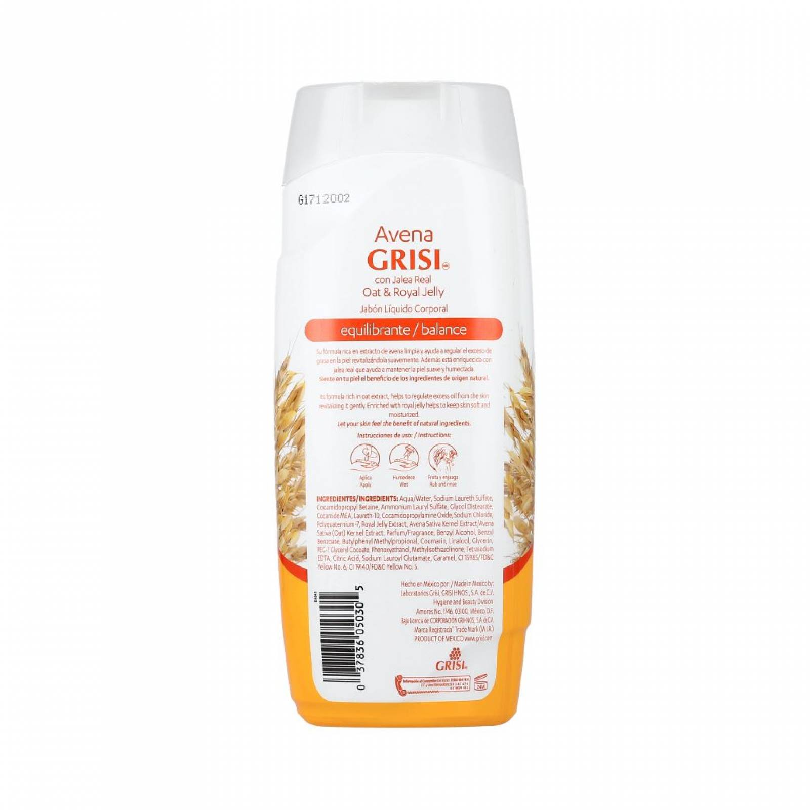 Jabón Corporal Shower Gel Grisi Avena 450 ML