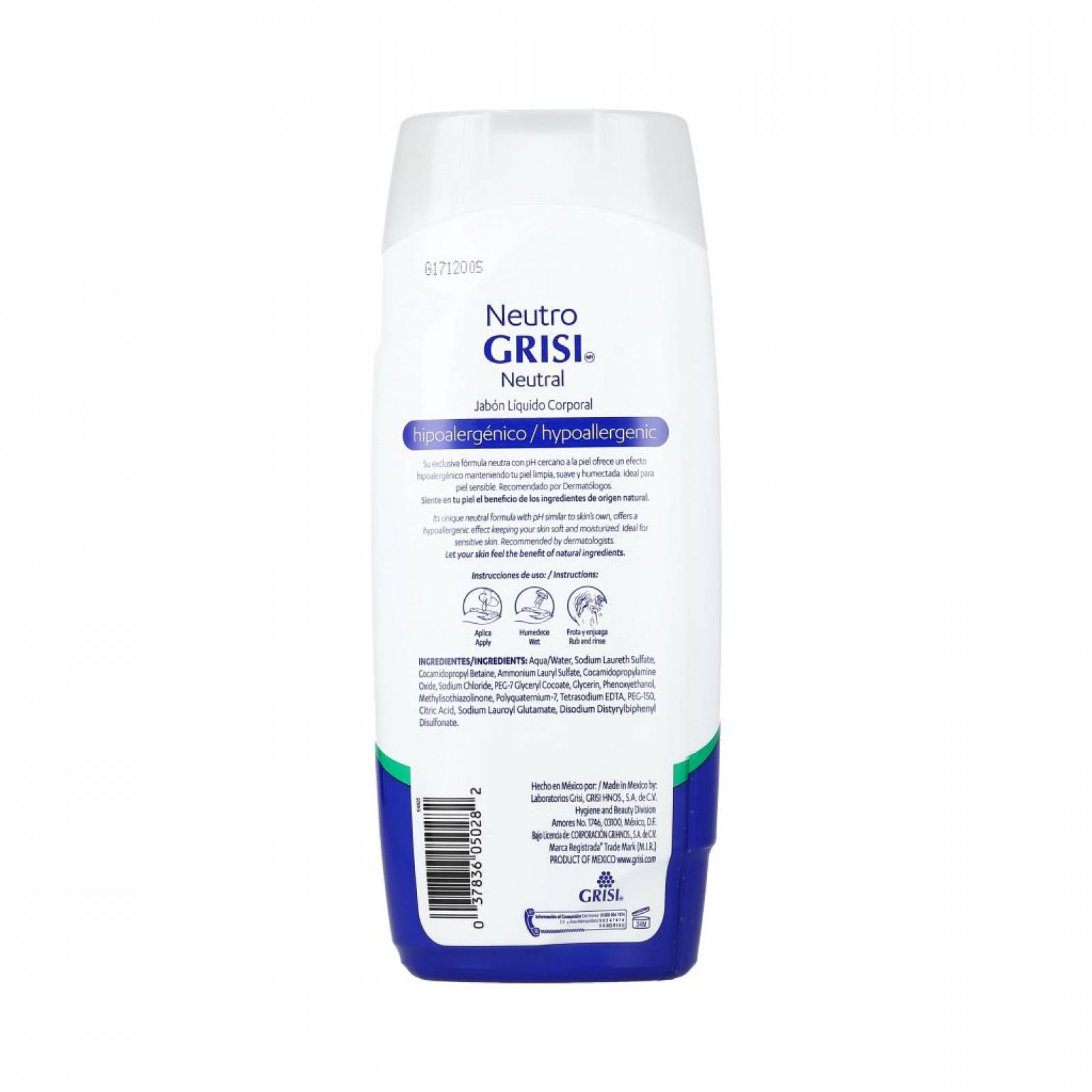 Jabón Gel de Ducha Hipoalergénico Grisi Neutro 450 Ml