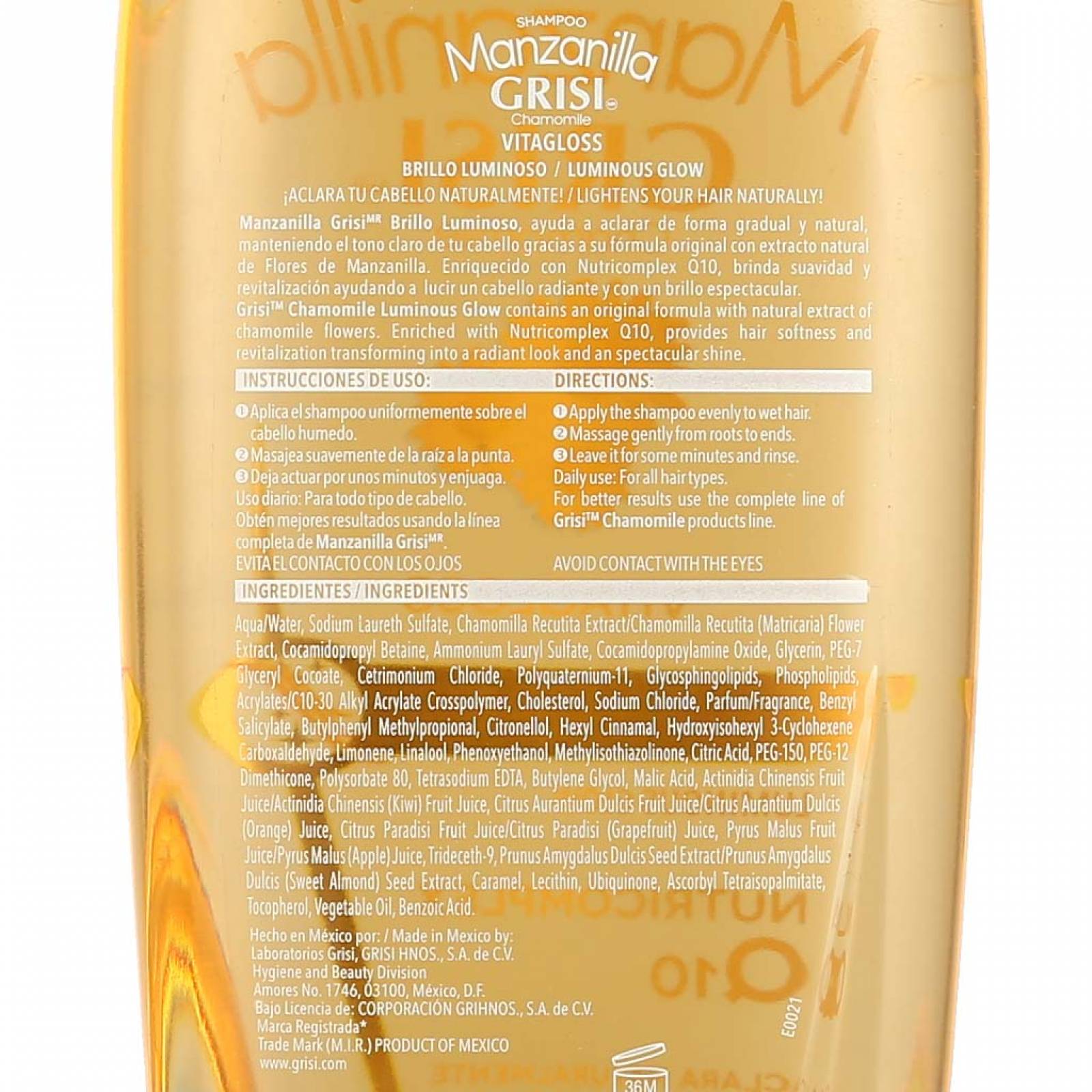 Shampoo Manzanilla Grisi Brillo Luminoso 400 ML