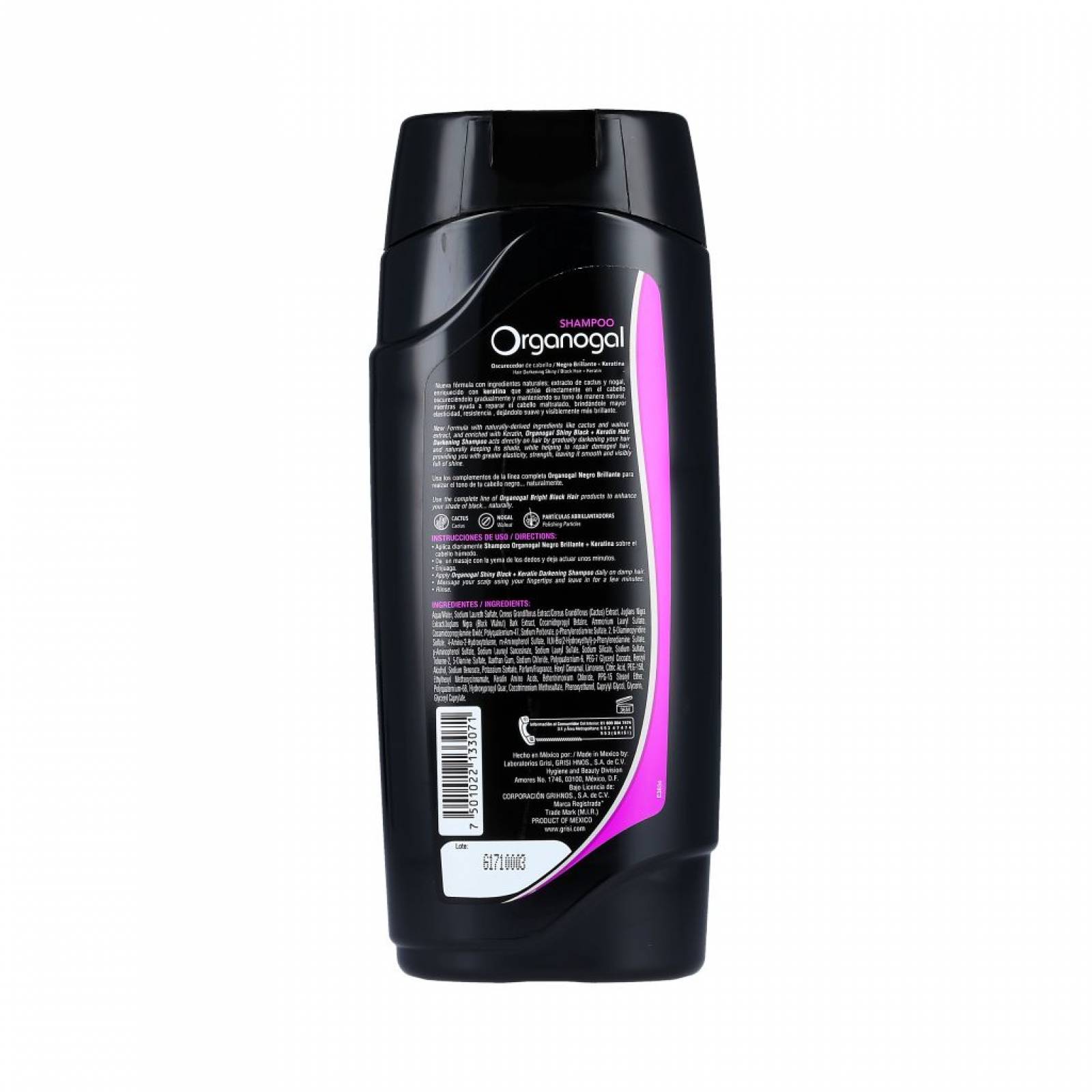 Shampoo Organogal Grisi Negro Brillante 400 Ml