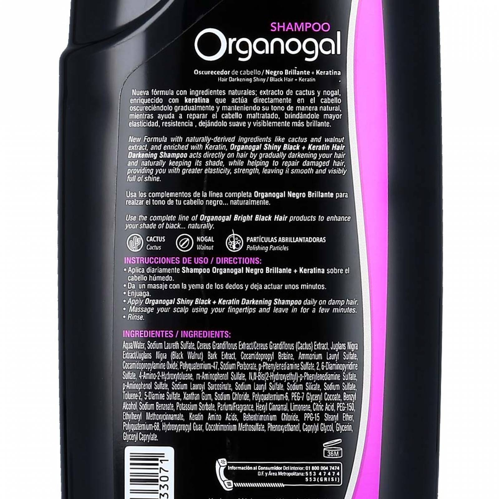 Shampoo Organogal Grisi Negro Brillante 400 Ml