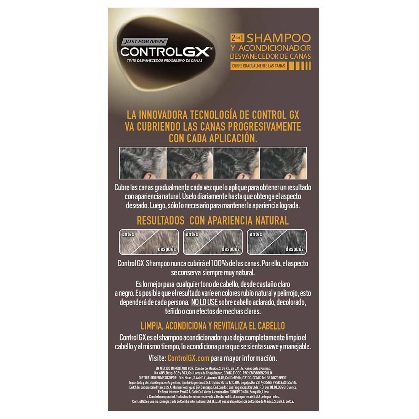Control GX 2 en 1 Shampoo- Acondicionador canas Just for Men