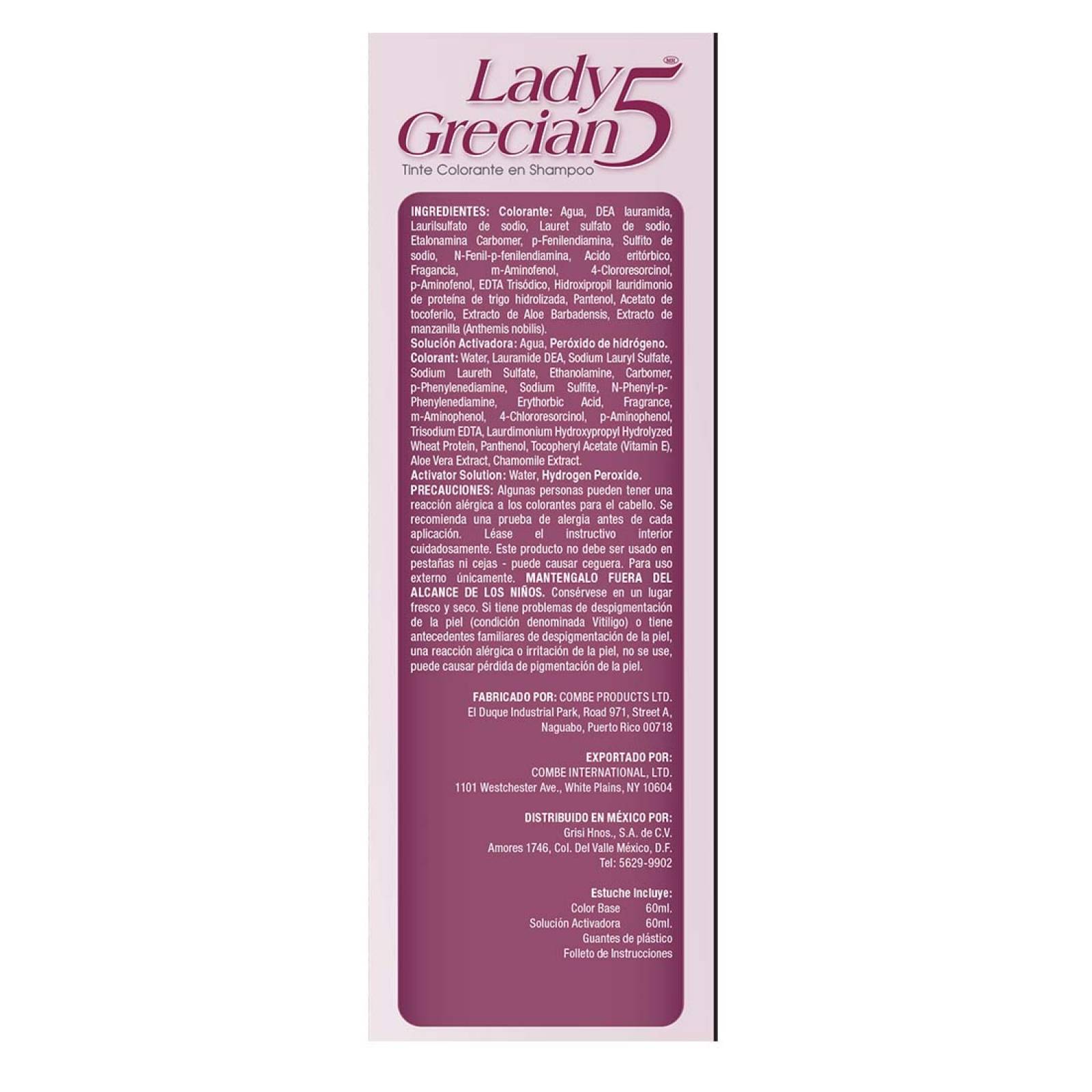 Lady Grecian 5 Tinte Cubrir Canas Just for Men Cabello Normal