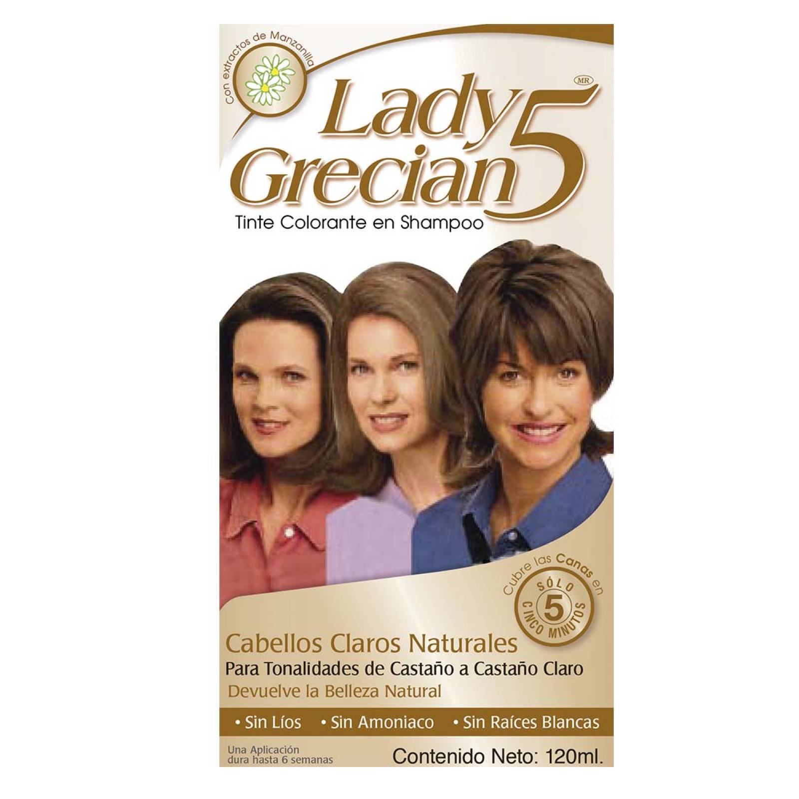 Lady Grecian 5 Tinte Cubrir Canas Just for Men Cabello Claro Natural