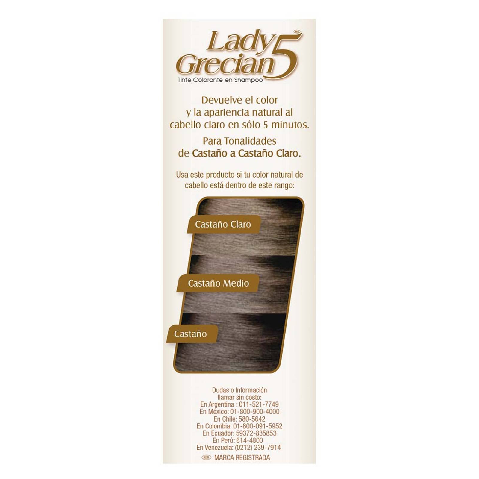 Lady Grecian 5 Tinte Cubrir Canas Just for Men Cabello Claro Natural