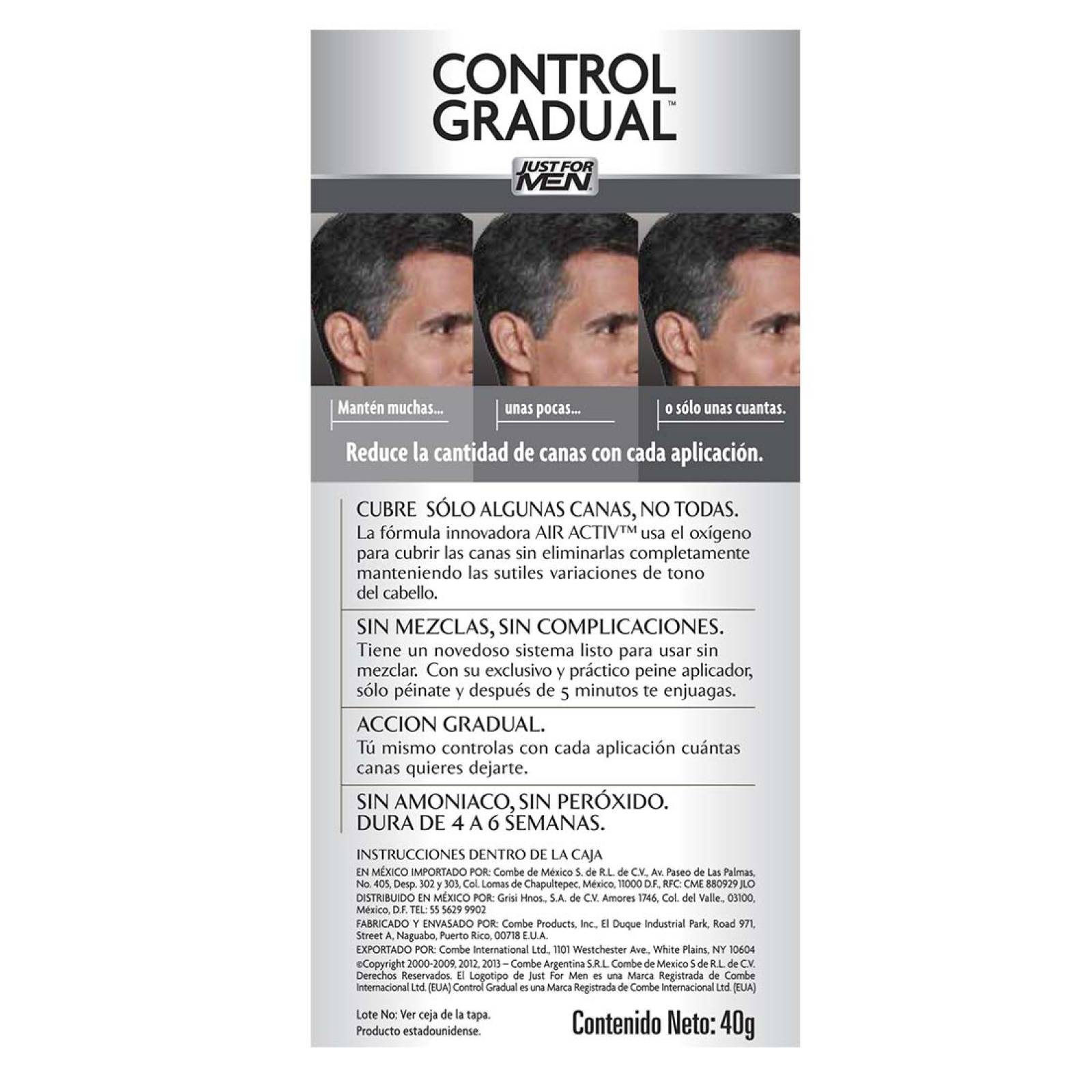 Tinte Gradual Control Canas Just for Men Negro