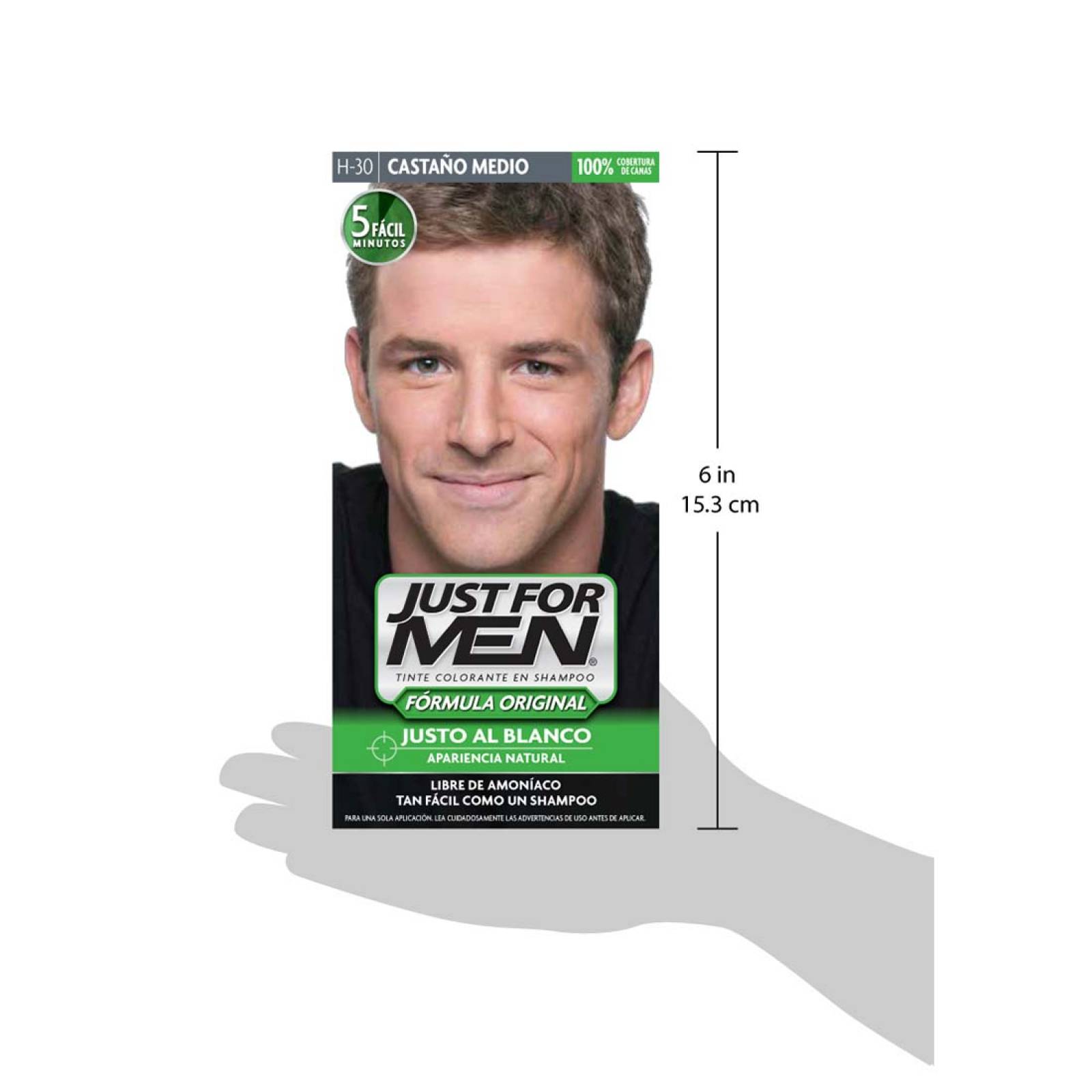 Tinte Shampoo Cubre canas Just for Men Castaño Medio