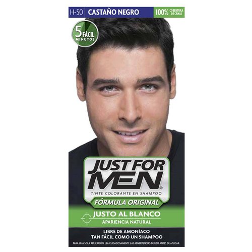 Tinte Shampoo Cubre canas Just for Men  Castaño Negro