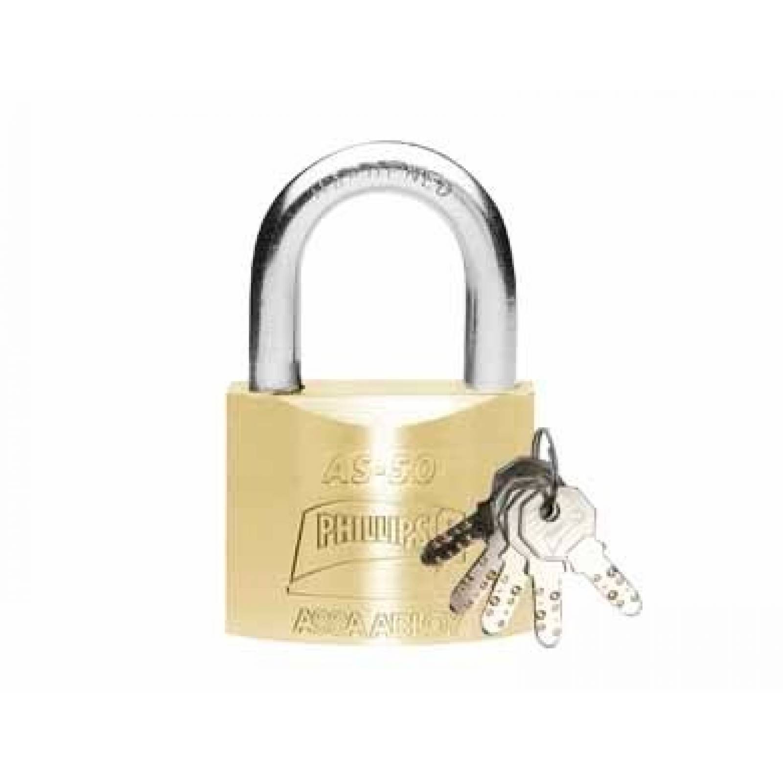 Candado Laton Macizo Alta Seguridad 7 Pernos Phillips AS 50