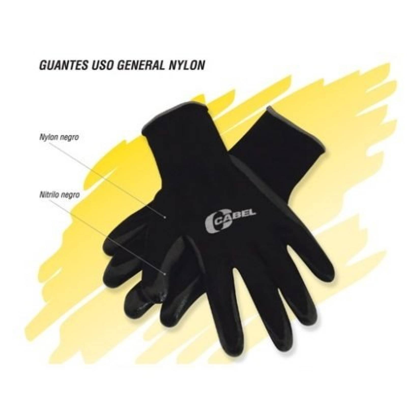 Guante Uso General Nylon No.8 Color Negro Cabel