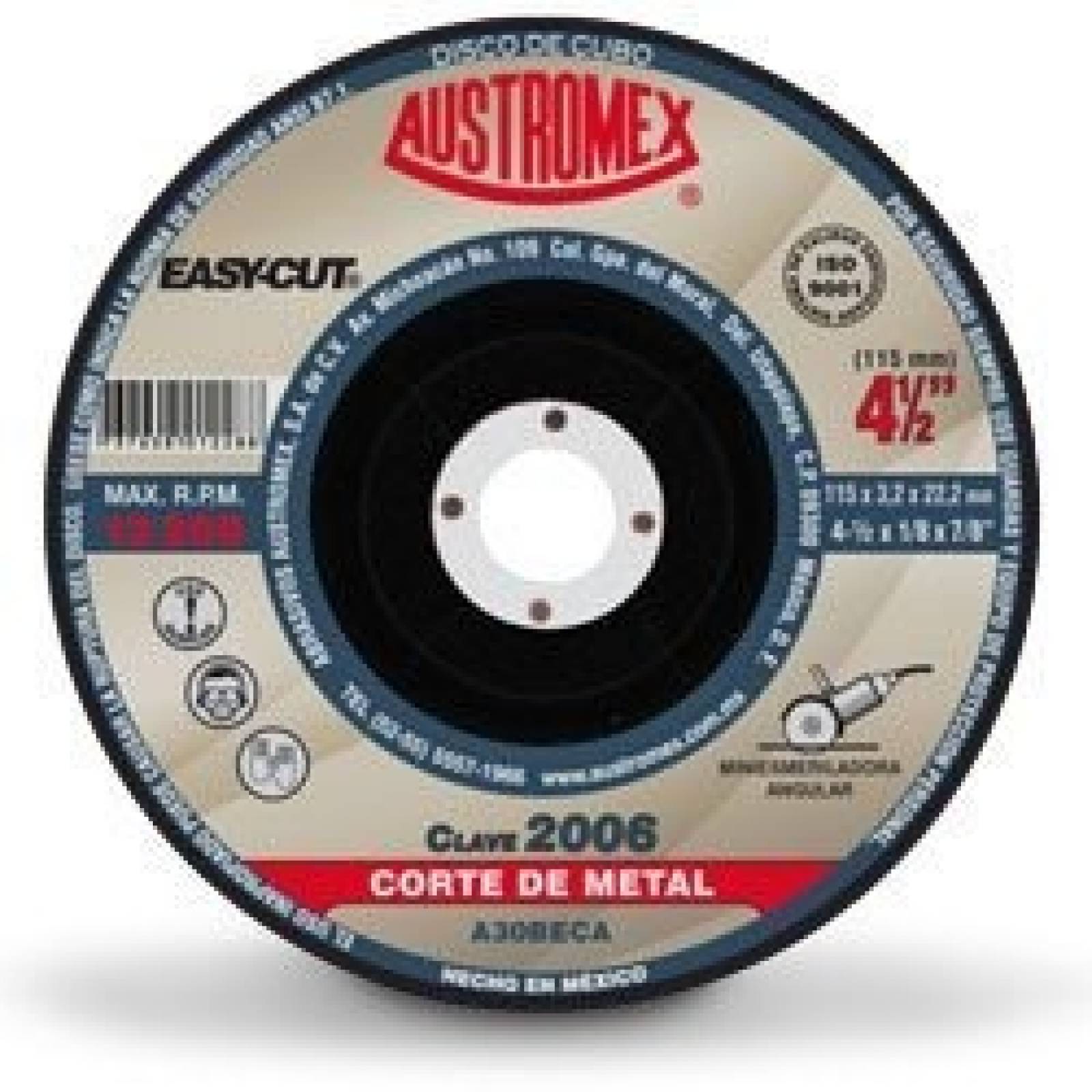 Disco Centro Deprimido Corte Metal 4.5" Austromex 2006