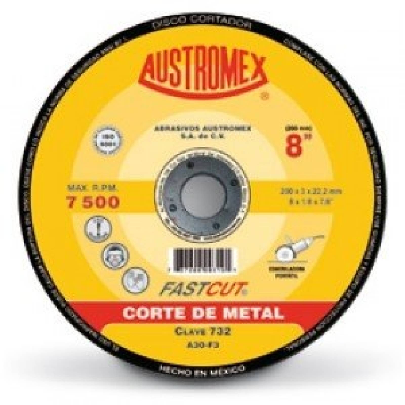 Disco Corte Metal 8" Todo Tipo Acero Austromex 732