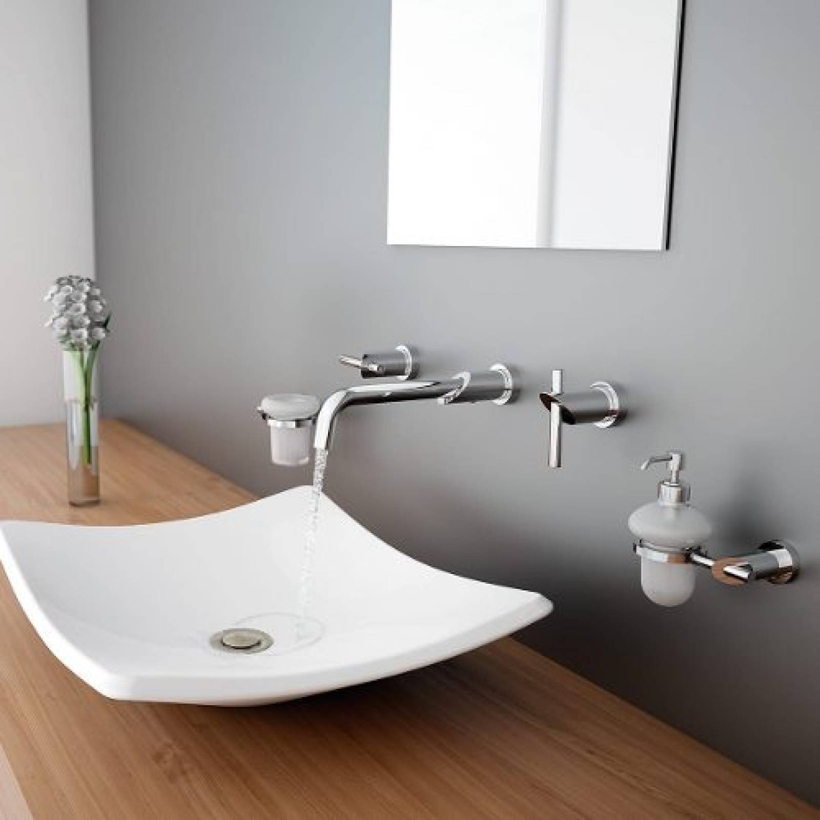 Mezcladora Lavabo Ensamble Pared Nuva E-3000 Helvex