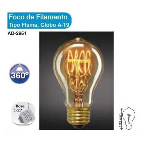 Foco Tipo Flama Globo Filamento AD-2951 Retro Vintage Adir