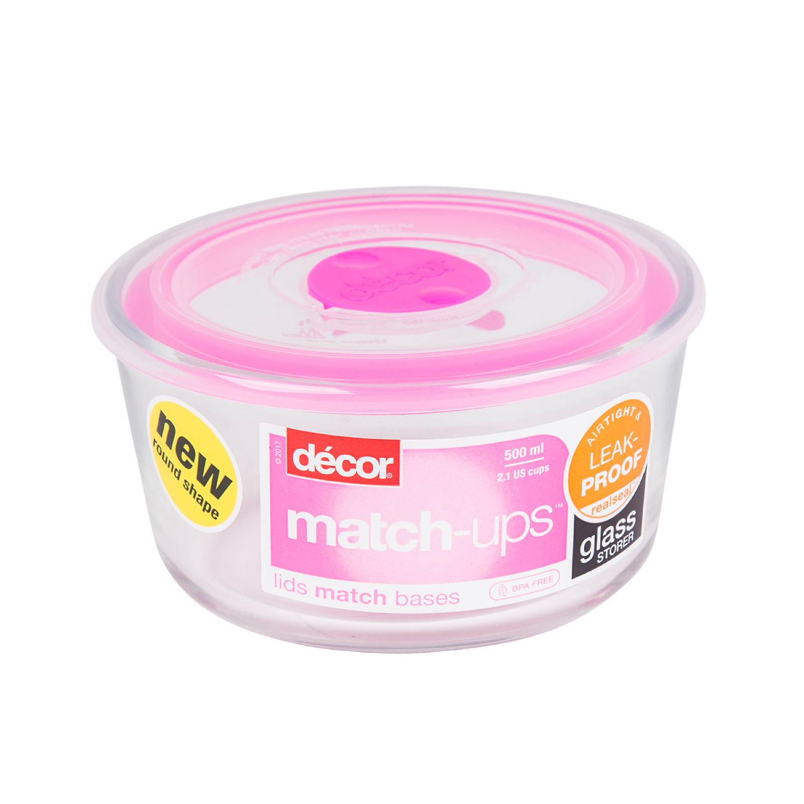 Contenedor Hermético Redondo 500ml Décor Match Ups