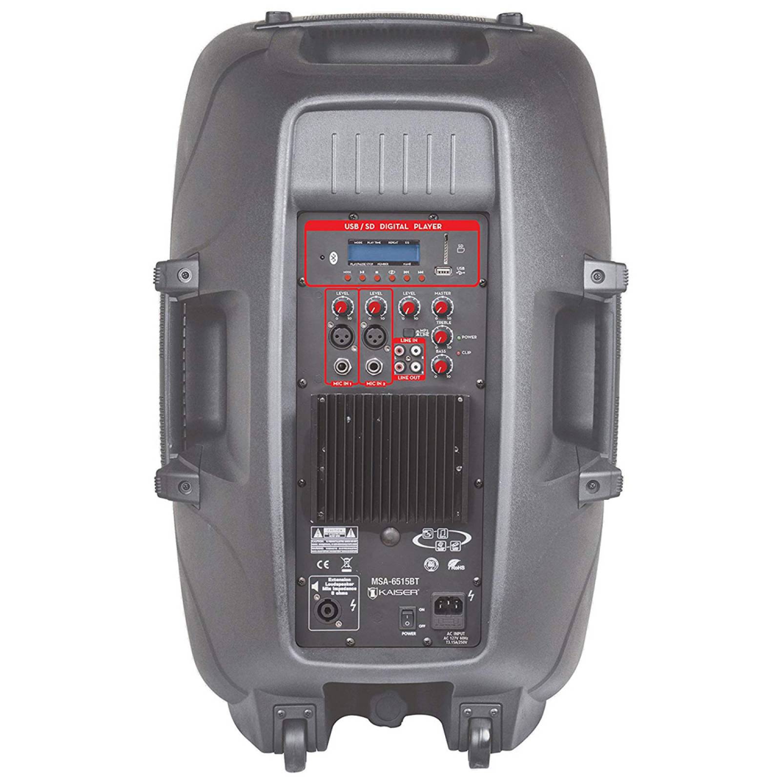 Bafle Amplificador Kaiser 15 Pulg Bluetooth MSA-6515BT Mitzu