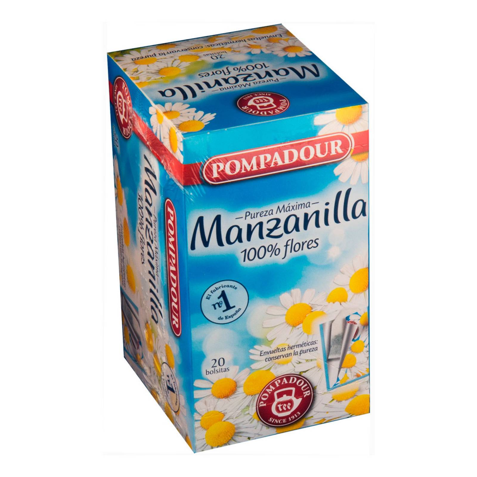 Infusión Té Manzanilla 100% Flores Caja 20 Sobres Pompadour