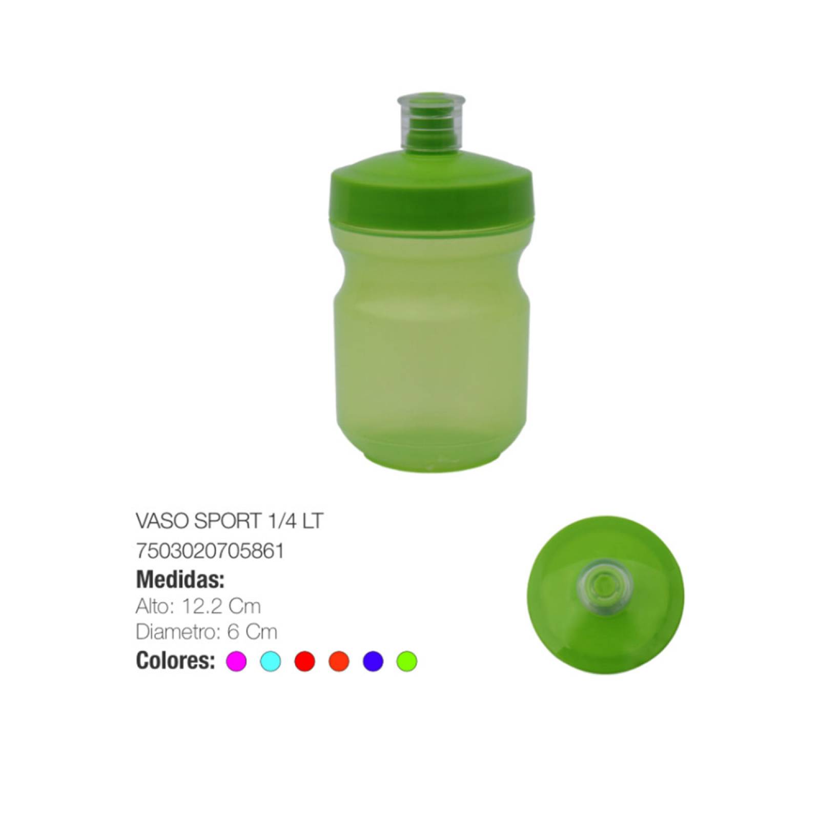 Pack 2 Vasos Cilindro Sport Plástico 1/4LT Torosqui Assorted