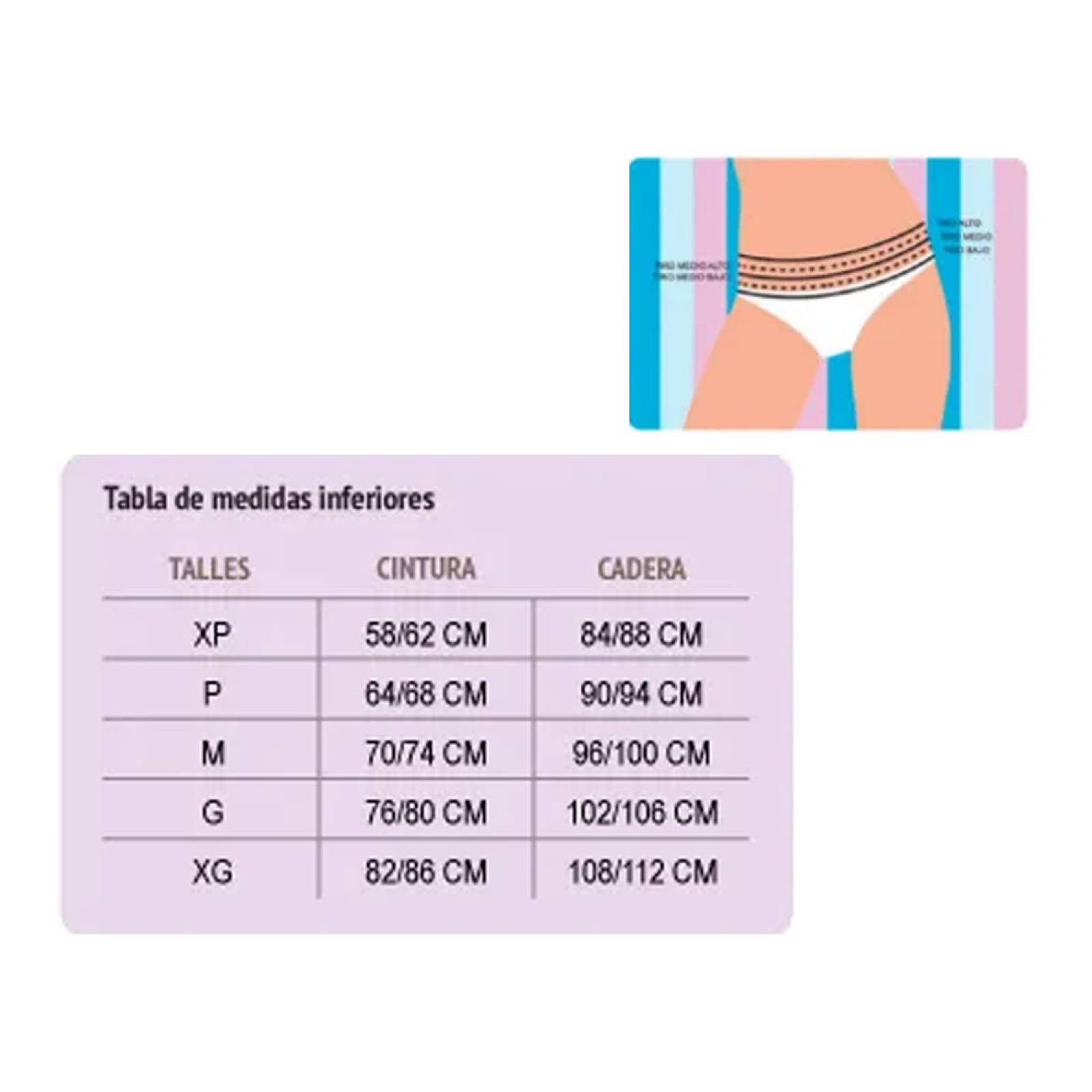 tallas de calzones para mujer