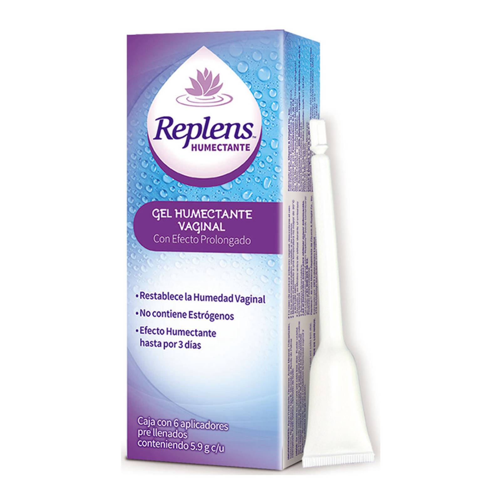 Gel Humectante Vaginal 6 Aplicadores 5.9 g c/u Replens