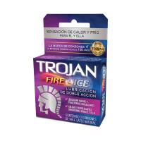 Condones Fire & Ice Lubricación Doble Acción 3 Piezas Trojan