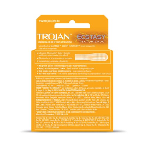 Condón Ecstasy Texturizado Pack 2 piezas Trojan