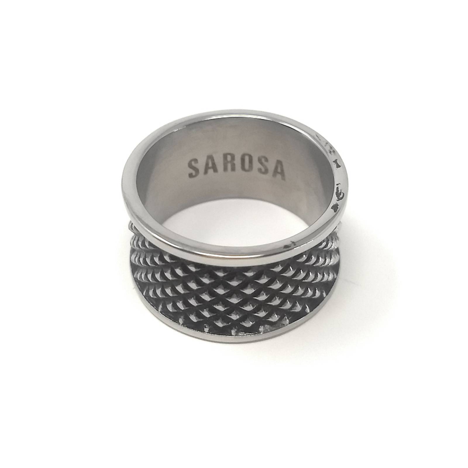 Anillo Hombre Aro Puntos Acero Talla 11 AN08-11 Sarosa