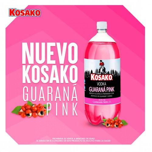 Bebida Vodka Guaraná Pink 2lts Kosako