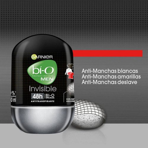 Desodorante Bi-O Invisible Toque Seco Roll On Hombre Garnier