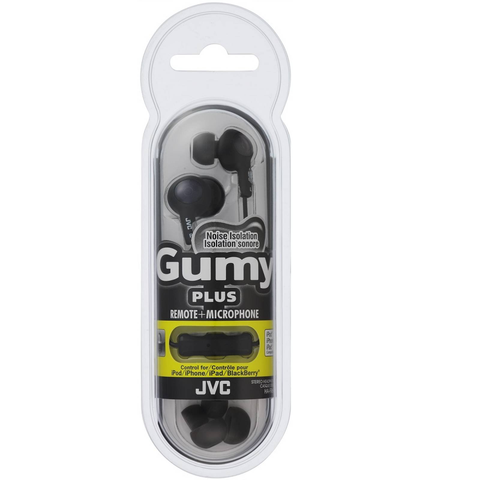 Audifonos In Ear JVC Microfono Negro 1m Gummy HA-FR6