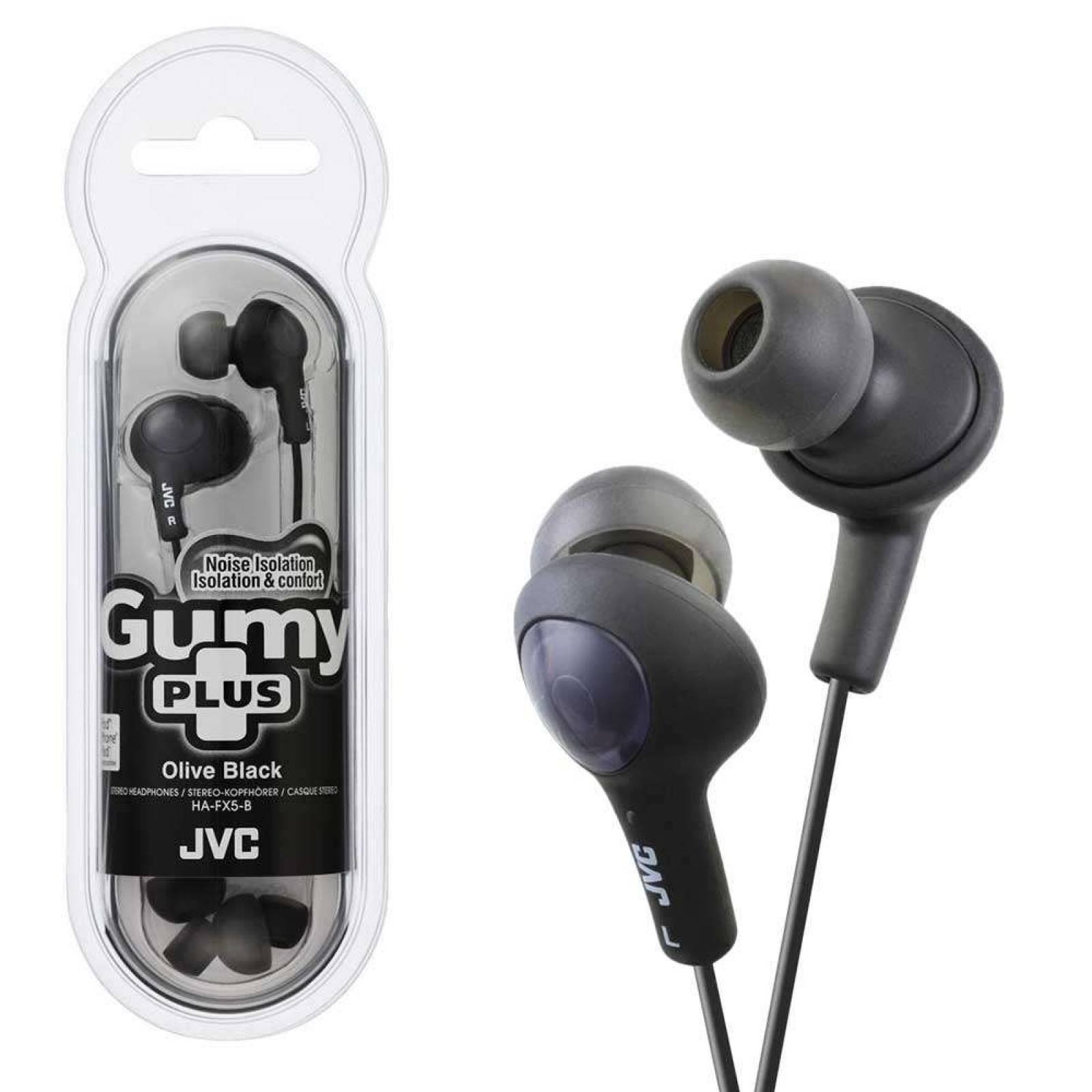 Audifonos In Ear JVC Ergonómico Negro 1m Gummy HA-FX5