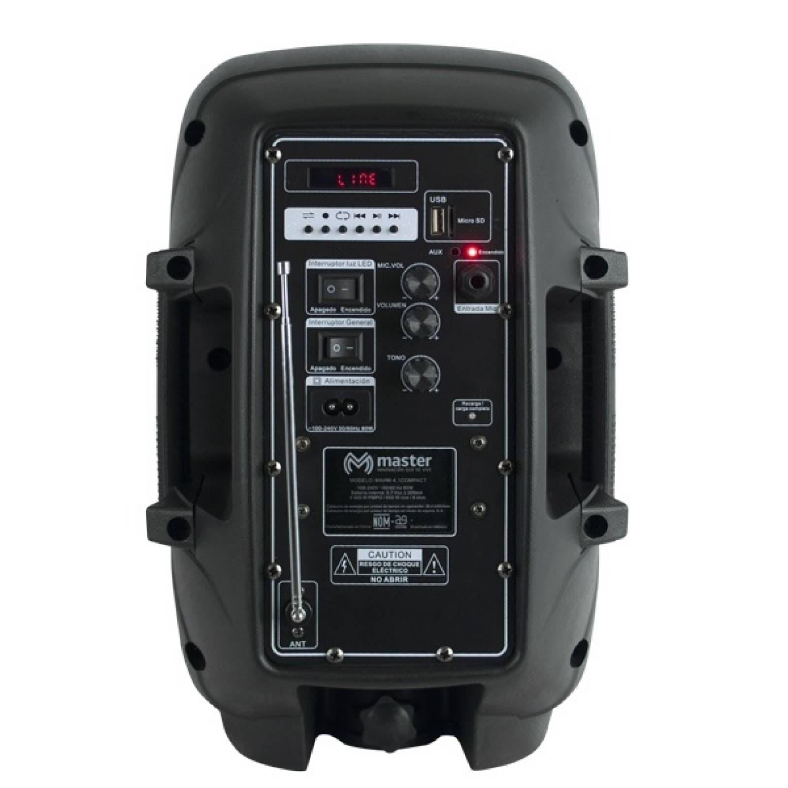 Bocina Negra Master Bluetooth SD USB LED MAHM-4-1COMPACT