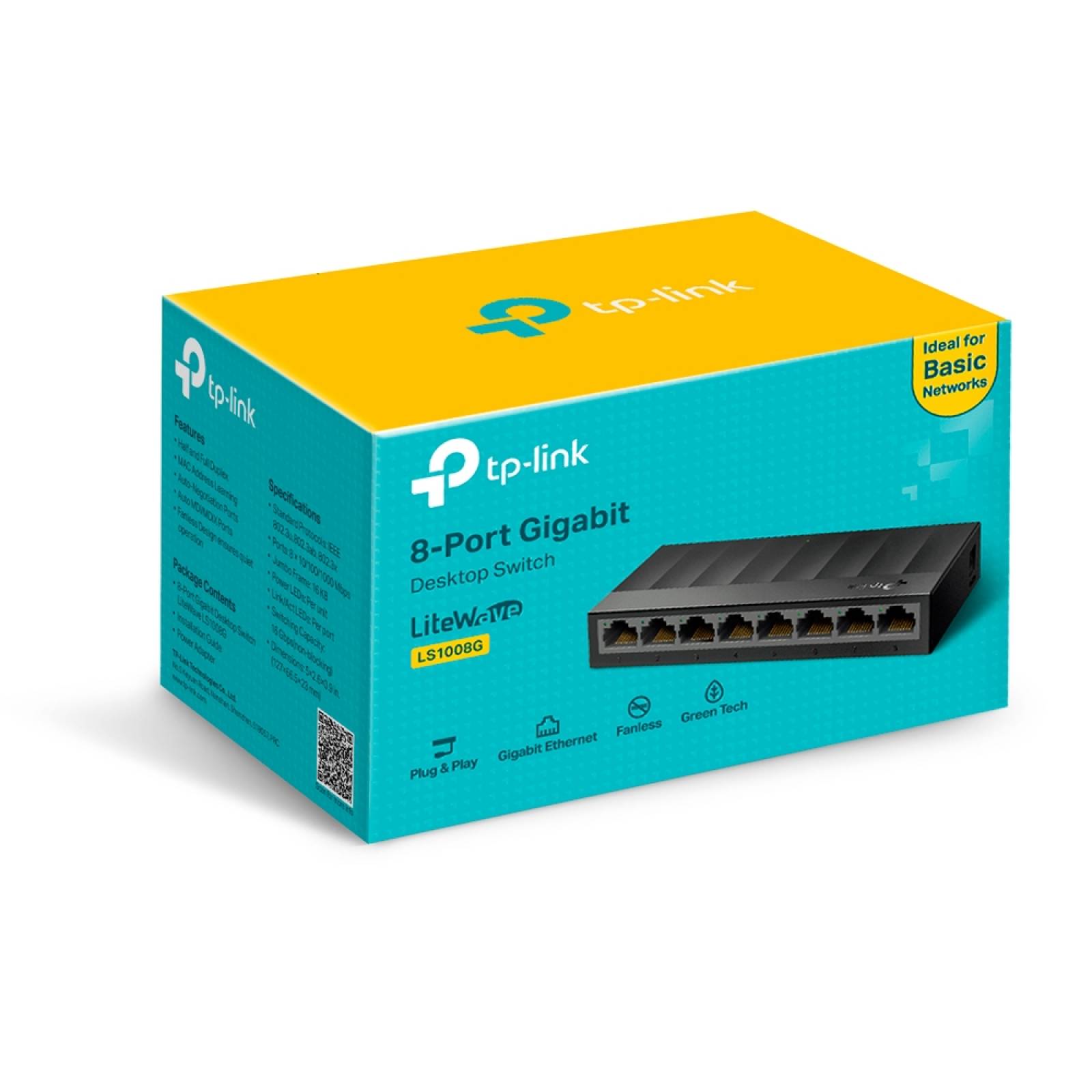 Switch TP-Link 8 puertos Auto-MDI/MDIX 3.9W WLS1008G